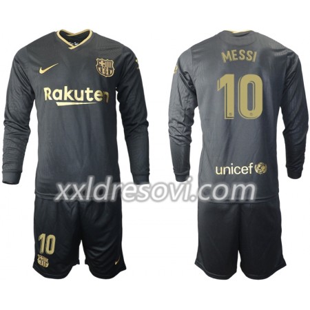 FC Barcelona Lionel Messi 10 Drugi Dječji Komplet Dresovi za Nogomet 2020-2021 Dugim Rukavima (+ kratke hlače)